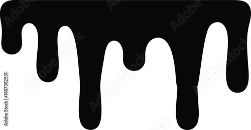 Dripping black paint flows smoothly; this bold abstract shape adds interest
