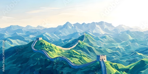 Colorful illustration of the great wall.