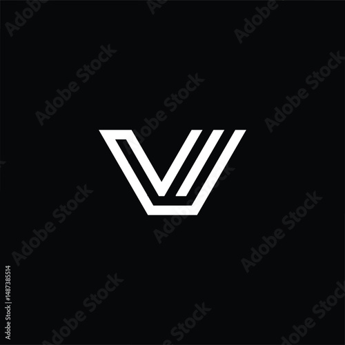 Professional elegant latest artistic letter VW WV logo icon black and white color
