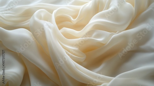 Cream Colored Fabric Draped Texture Soft Light and Elegant Flowing Silk Satin Background