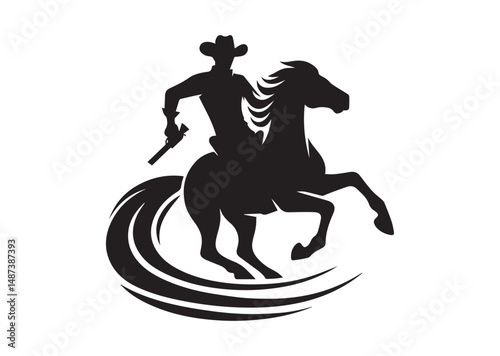 A Cowboy Silhouette Vector