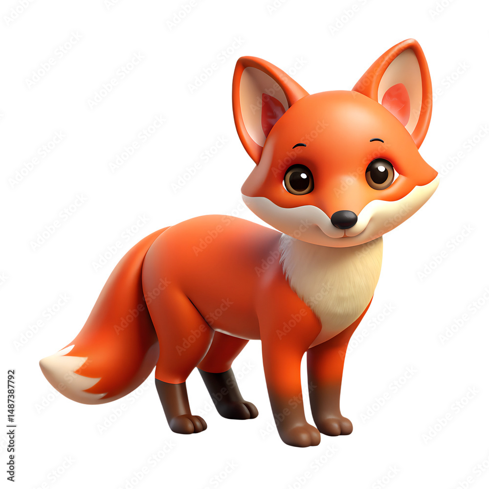Obraz premium 3D Red Fox Icon – Cute Forest Animal Side Profile