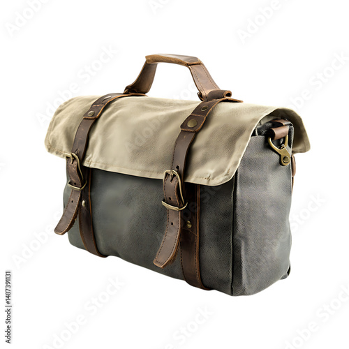 Classic Canvas Bag with a Robust Build and Subtle R Isolated on Transparent Background