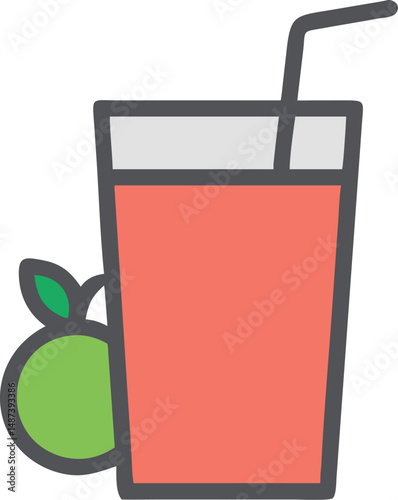 Healthy Fruit Juice Drink With Straw And Apple