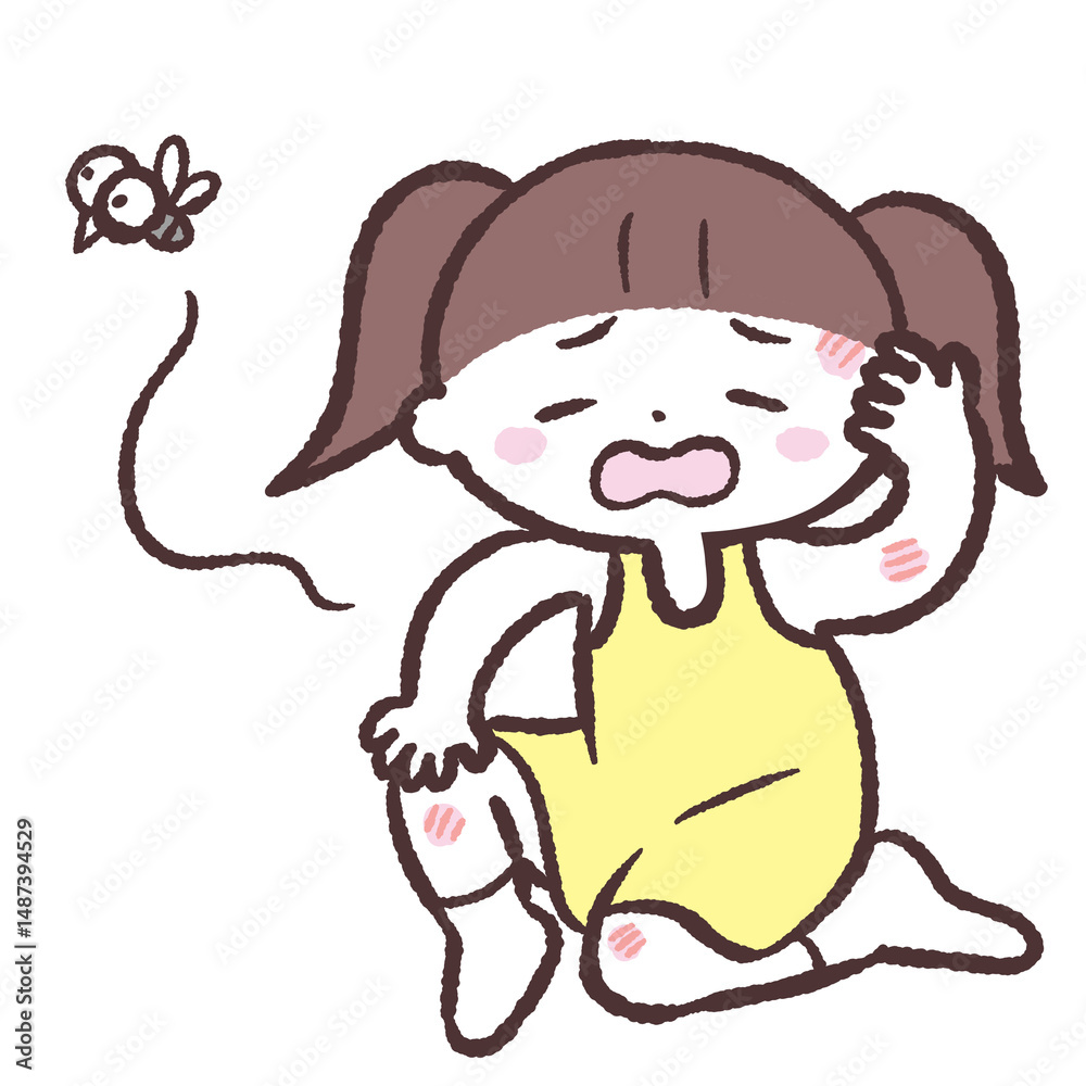 Obraz premium 虫に刺される女の子のイラスト