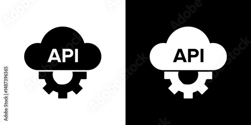 API icon in solid flat trendy design style.