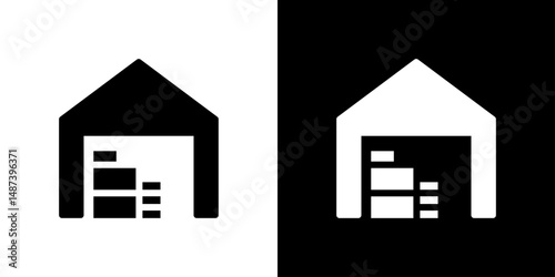 Warehouse icon in solid flat trendy design style.