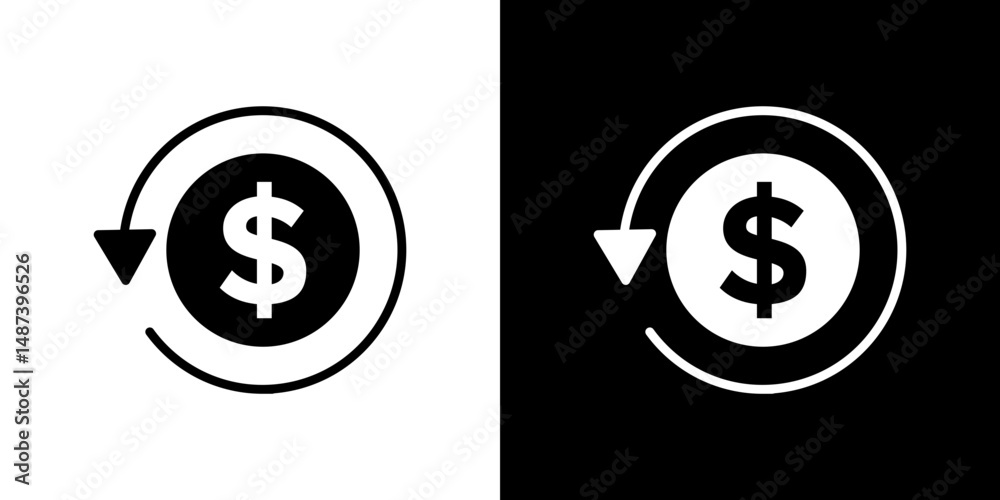 Obraz premium Refund icon in solid flat trendy design style.