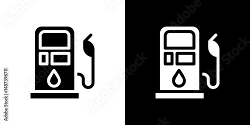 Gas station icon in solid flat trendy design style.