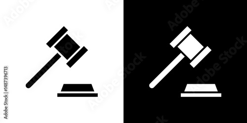 Gavel icon in solid flat trendy design style.