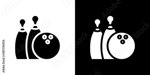 Bowling icon in solid flat trendy design style.
