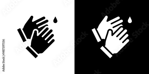 Wash hands icon in solid flat trendy design style.