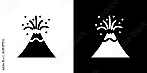 Volcano eruption icon in solid flat trendy design style.
