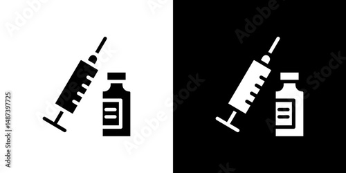 Vaccine vial icon in solid flat trendy design style.