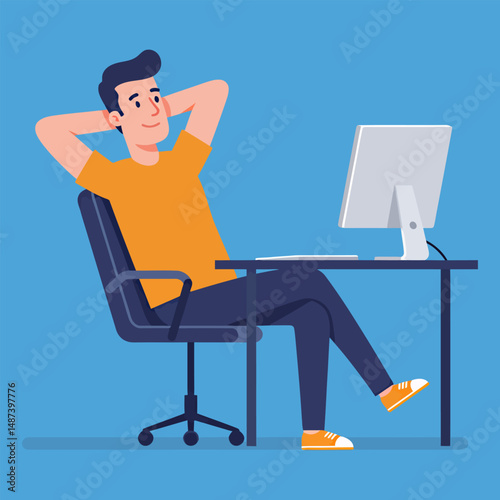 Relaxed Man Working From Home Comfortable Productivity and Remote Work Success