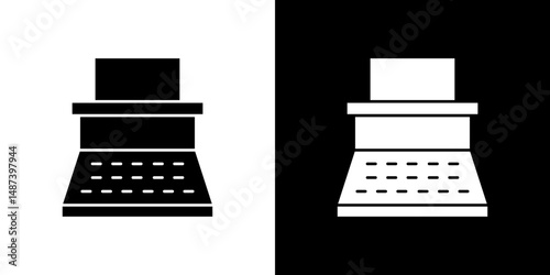 Typewriter icon in solid flat trendy design style.