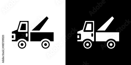 Tow truck icon in solid flat trendy design style.