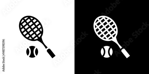 Tennis icon in solid flat trendy design style.