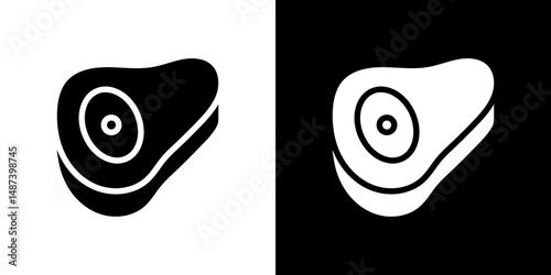 Steak icon in solid flat trendy design style.