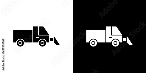 Snowplow icon in solid flat trendy design style.