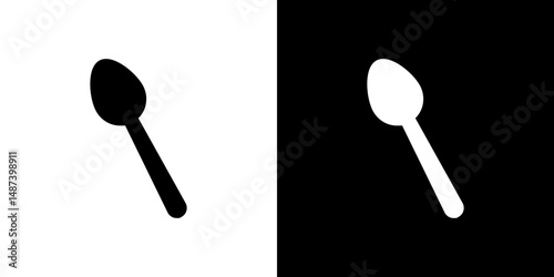 Spoon icon in solid flat trendy design style.