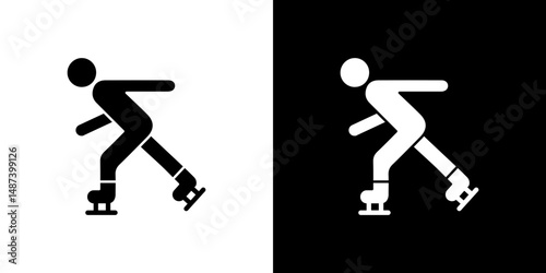 Skating icon in solid flat trendy design style.