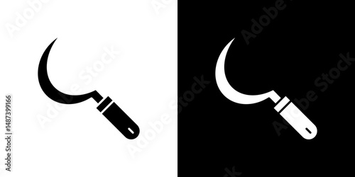 Sickle icon in solid flat trendy design style.