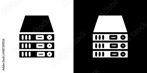Server rack icon in solid flat trendy design style.
