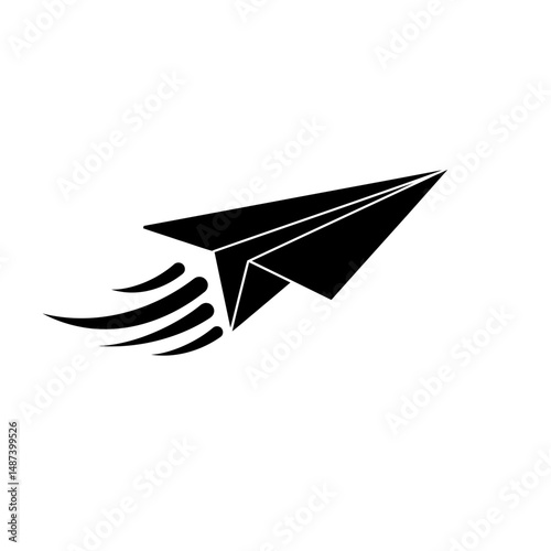 Soaring Aspirations: A minimalist silhouette of a paper airplane soars, embodying the themes of dreams, freedom, travel and potential.