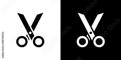Scissors icon in solid flat trendy design style.