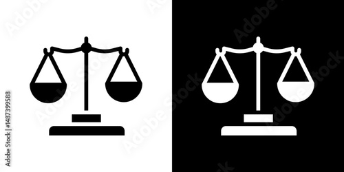 Scales of justice icon in solid flat trendy design style.