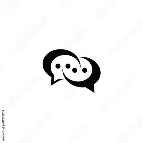 Dialogue Bubbles: A minimalist illustration of two interconnected speech bubbles, symbolizing conversation and communication. Emphasizing the essence of dialogue, sharing and information exchange.