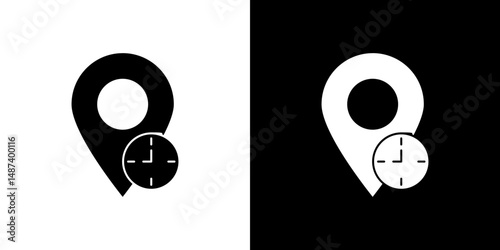 Real time location icon in solid flat trendy design style.