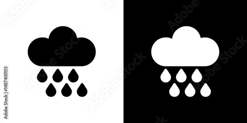Rain icon in solid flat trendy design style.