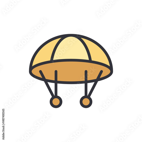 Minimalist Illustration Of A Parachute For Extreme Sports Activities