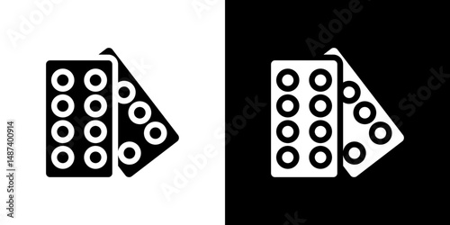 Pill blister pack icon in solid flat trendy design style.