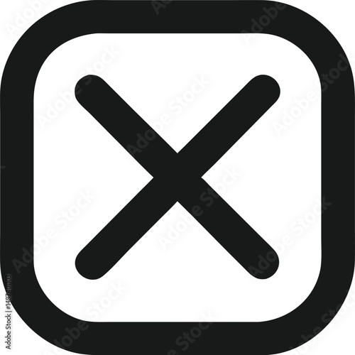 Black square with cross symbol in the center