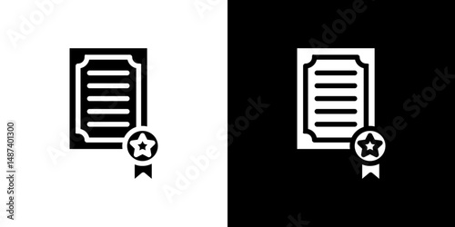 Patented icon in solid flat trendy design style.