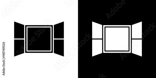 Open window icon in solid flat trendy design style.