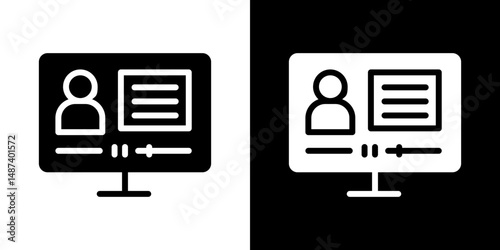 Online course icon in solid flat trendy design style.