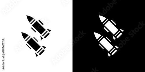 Missile icon in solid flat trendy design style.