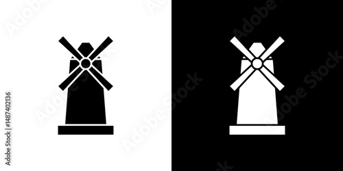 Mill sign icon in solid flat trendy design style.