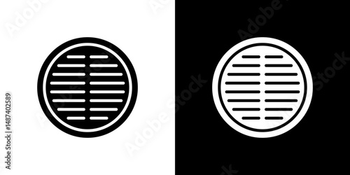 Manhole icon in solid flat trendy design style.
