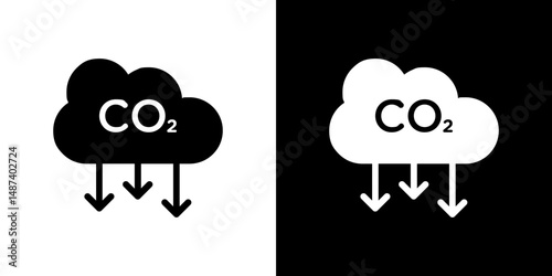 Low carbon dioxide icon in solid flat trendy design style.