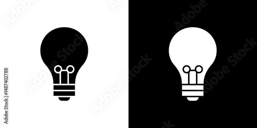 Lightbulb icon in solid flat trendy design style.