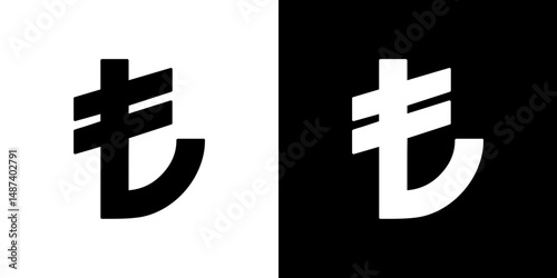 Lira sign icon in solid flat trendy design style.