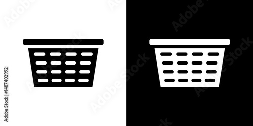 Laundry basket icon in solid flat trendy design style.