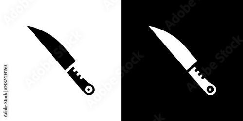 Kitchen knife icon in solid flat trendy design style.