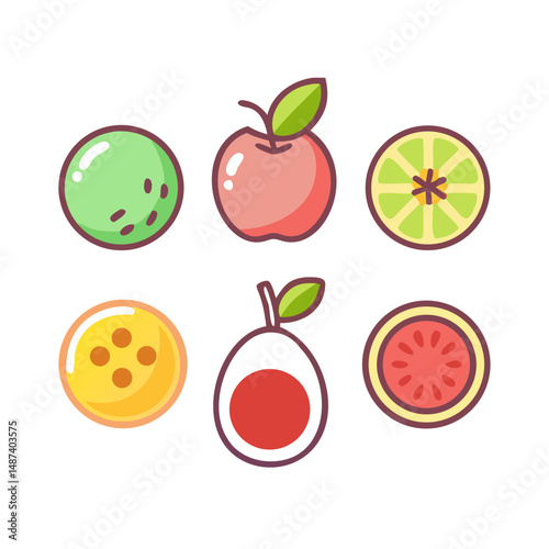 set of fresh fruits