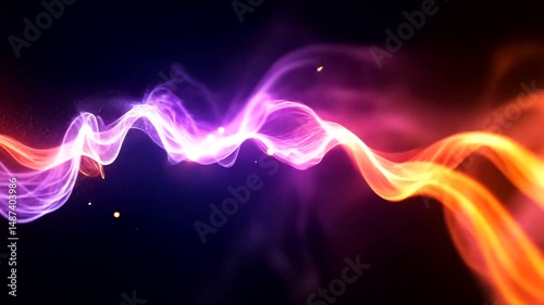 Colorful abstract swirl of light and smoke on black background